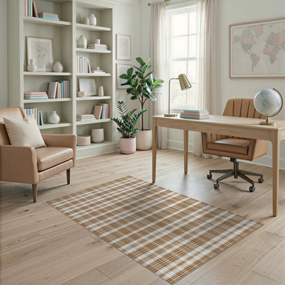 Brown Checkered Area Rug