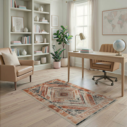 Distressed Red Tribal Area Rug