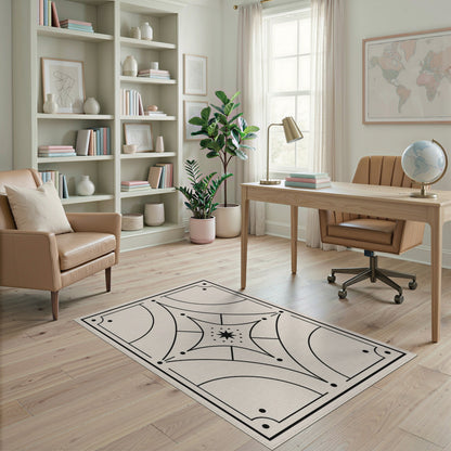 Black and White Geometric Modern Black White Geometric Star Area Rug