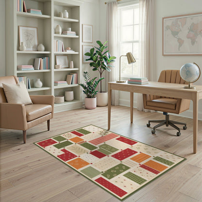 Patchwork Berry Plaid Area Rug