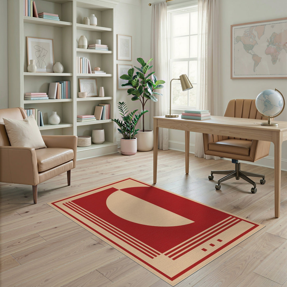 Red Geometric Modern Red Geometric Area Rug