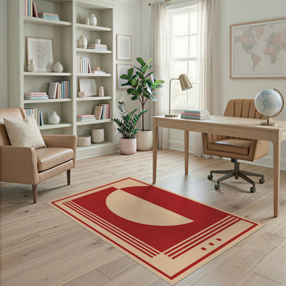 Red Geometric Modern Red Geometric Area Rug