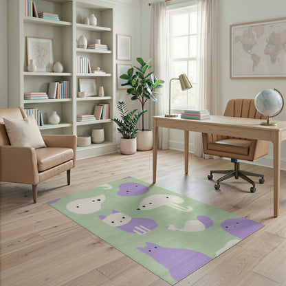Purple Animal Friends Kids Cartoon Rug