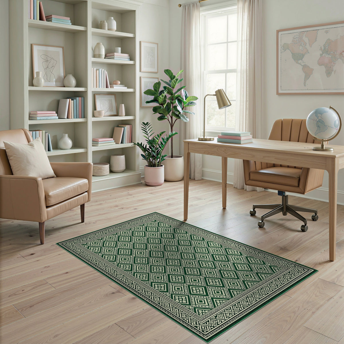 Diamond Geometric Modern Green Geometric Diamond Area Rug
