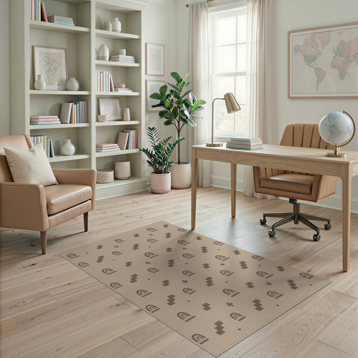 Beige Geometric Arch and Step Area Rug