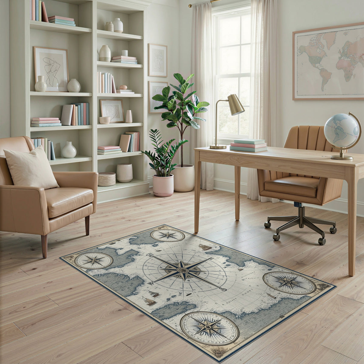 Nautical Vintage Nautical Compass Area Rug