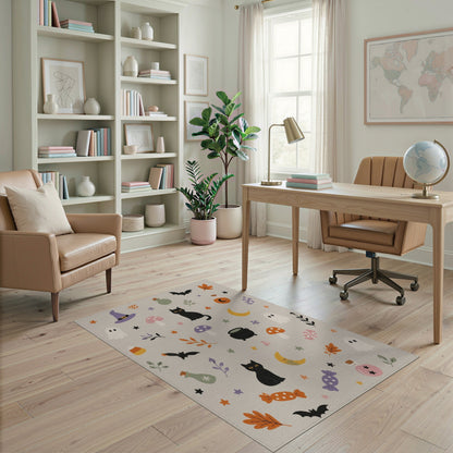 Cute Halloween Cats Ghosts Kids Cartoon Area Rug