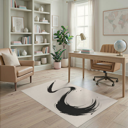 Abstract Area Abstract Black Brushstroke Area Rug