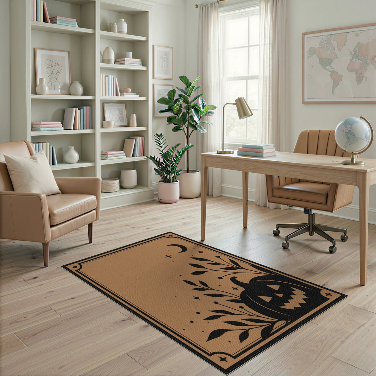 Vintage Pumpkin Moon Area Rug