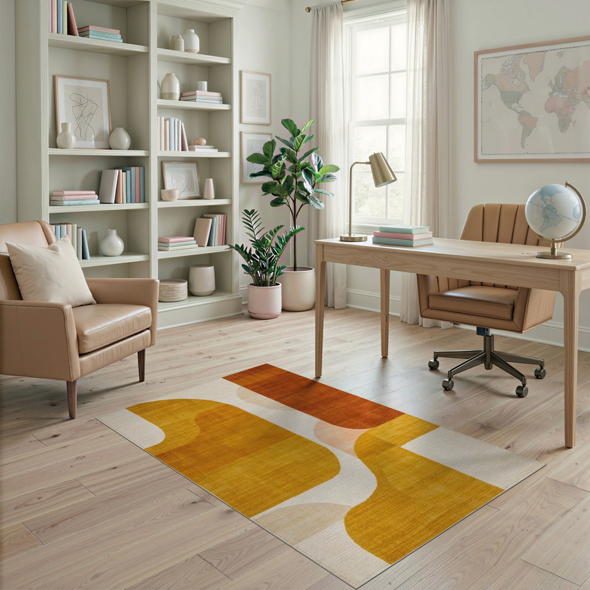 ODIKA Warm Yellow Abstract Area Rug