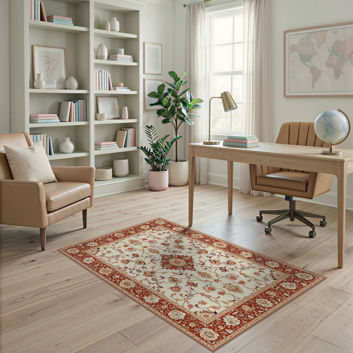 Floral Red Floral Traditional Persian Area Rug