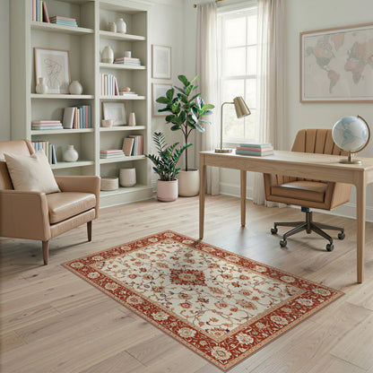 Floral Red Floral Traditional Persian Area Rug