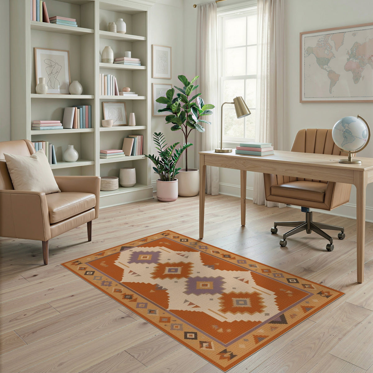 Southwestern Orange Geometric Area Rug
