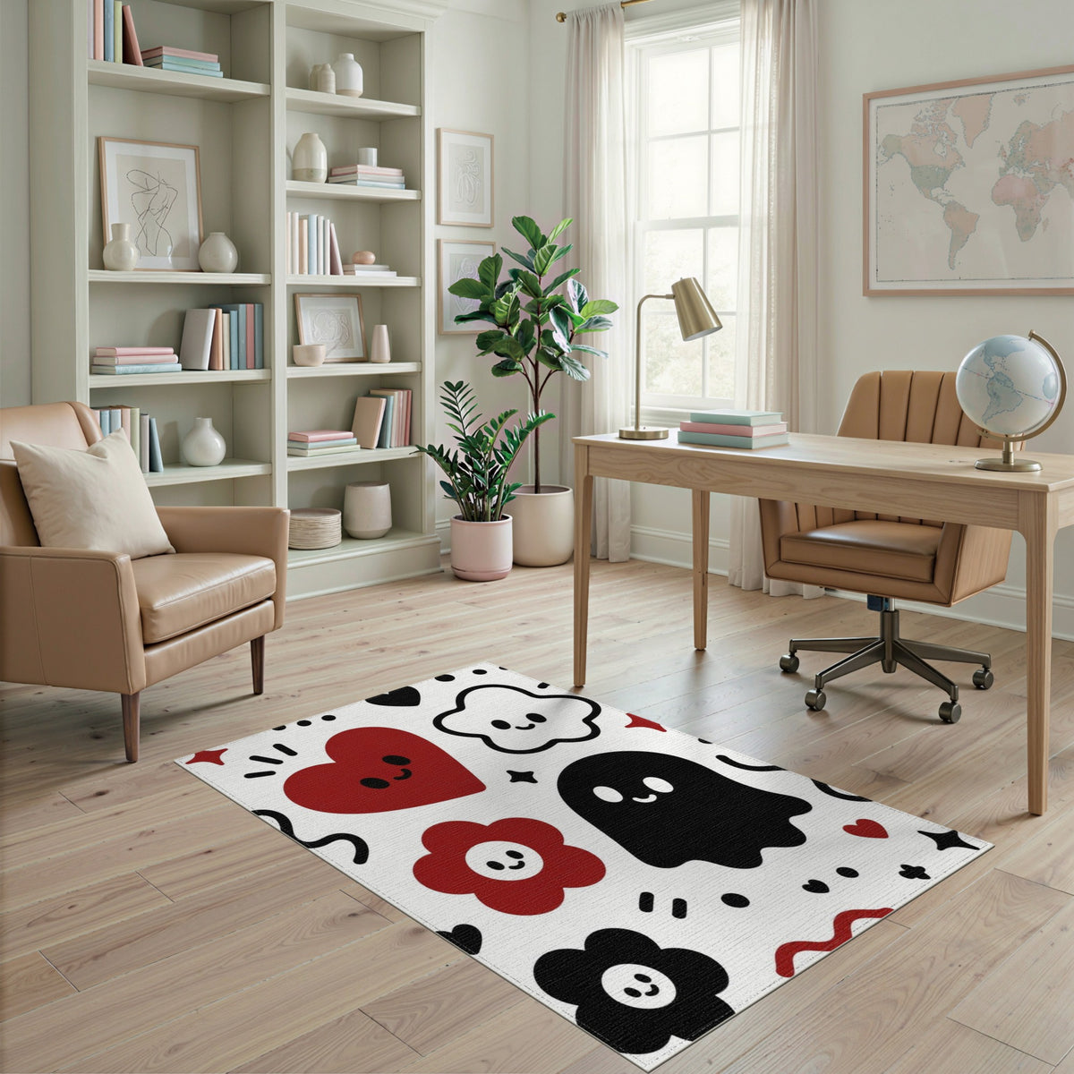 Cute Ghost Heart Kids Cartoon Washable Area Rug