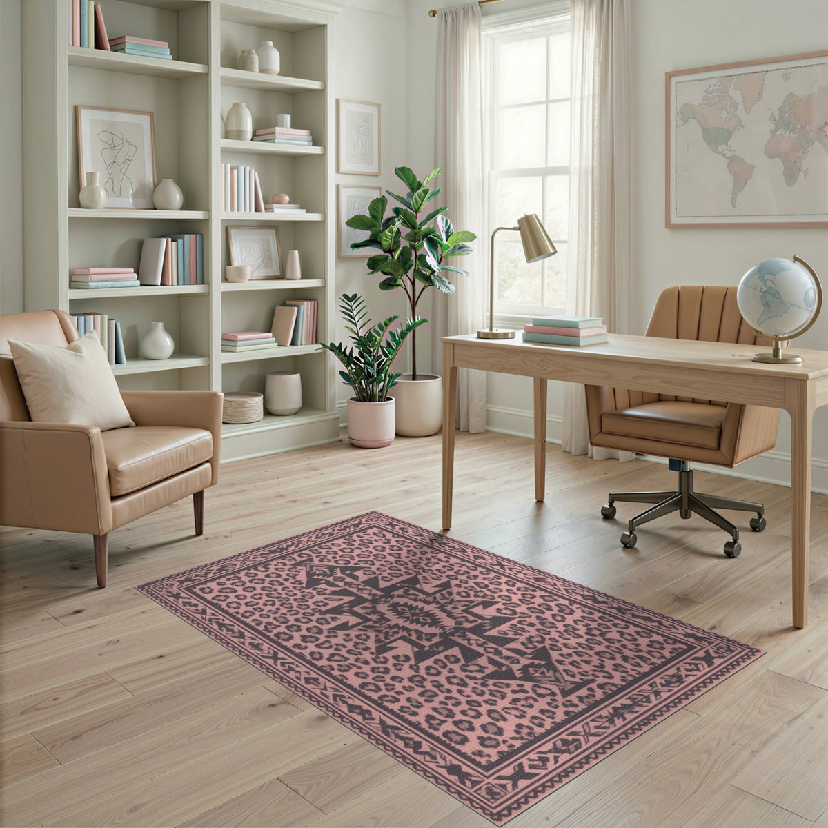 Pink Tribal Leopard Area Rug