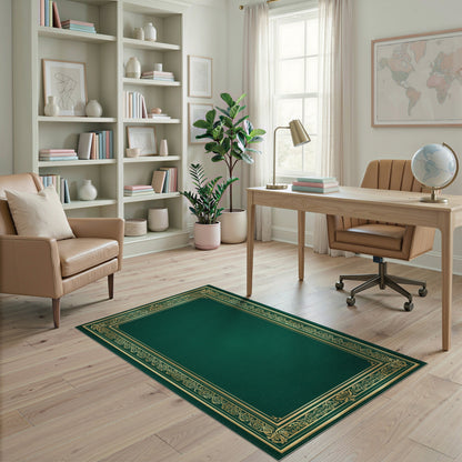 Traditional Persian Emerald Green Gold Ornate Persian Area Rug
