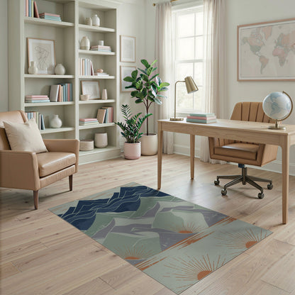 Blue Mountain Peaks Distressed Area Rug