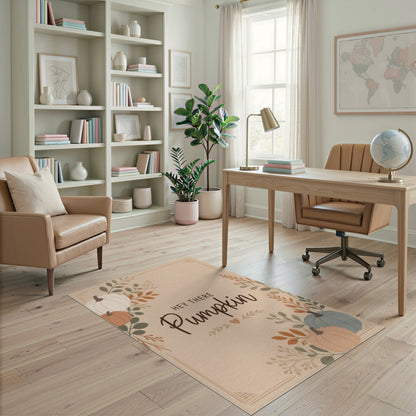 Hey There Pumpkin Beige Area Rug