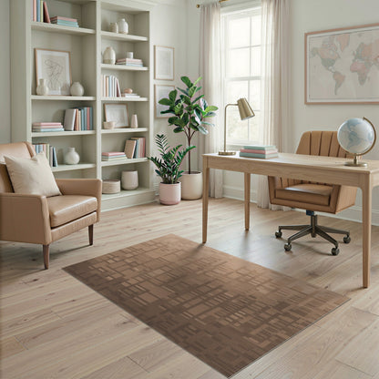 Brown Geometric Brown and Tan Area Rug