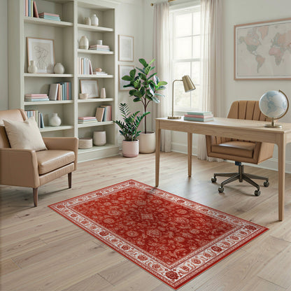 Red Floral Vintage Area Rug