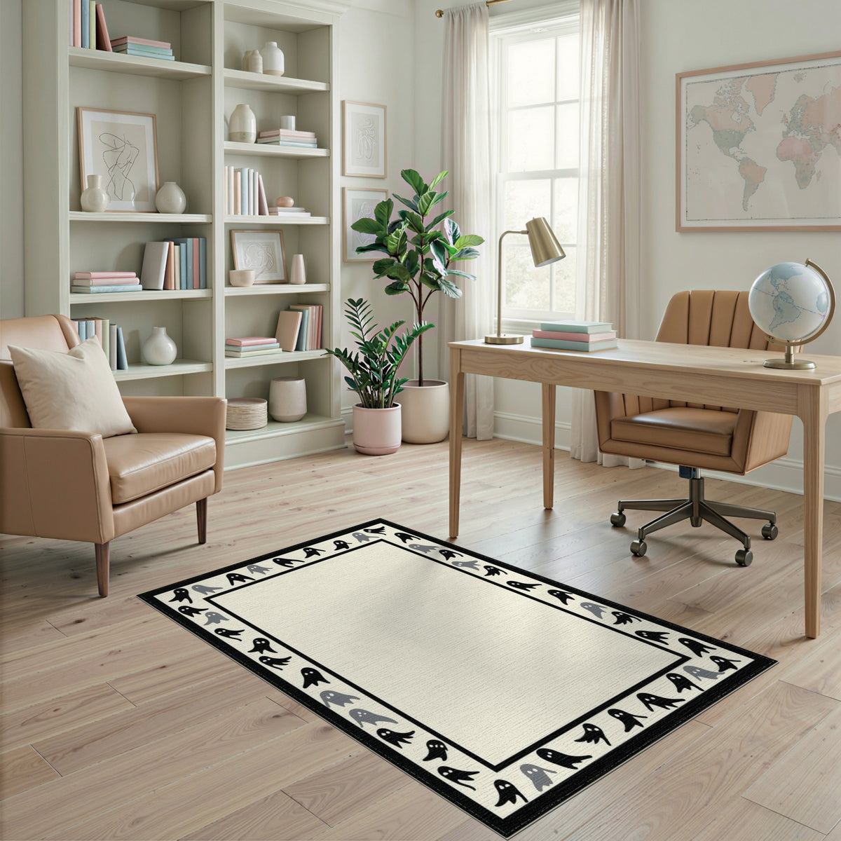 Ghost Border Kids Cartoon Area Rug
