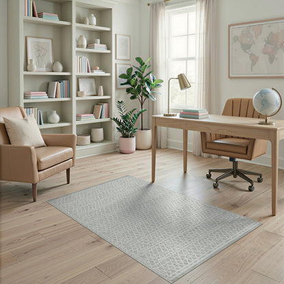 Grey Geometric Lattice Area Rug