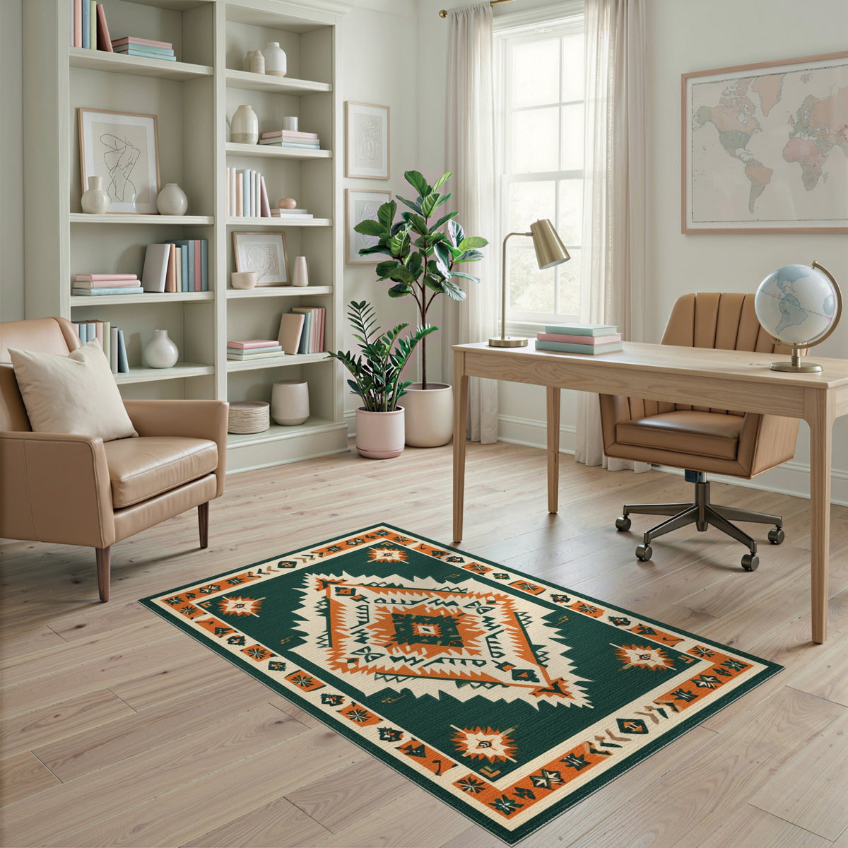 Geometric Blue and Teal Southwestern Geometric Area Rug