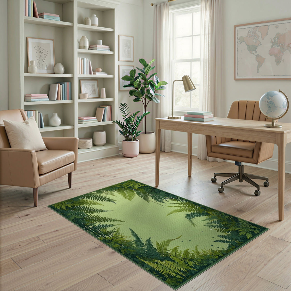 Lush Fern Forest Green Washable Area Rug