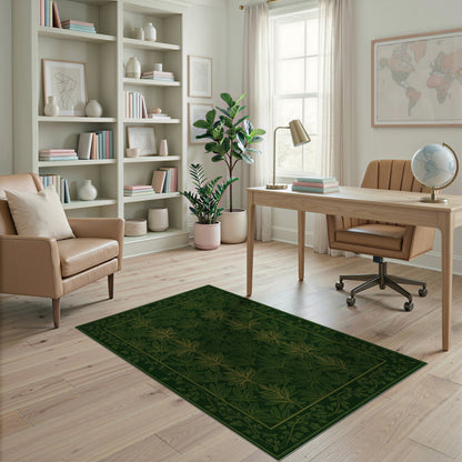 Green Vintage Botanical Area Rug