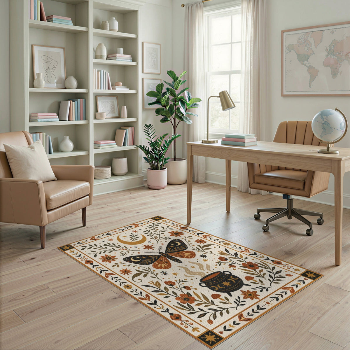 Boho Moth Cauldron Area Rug