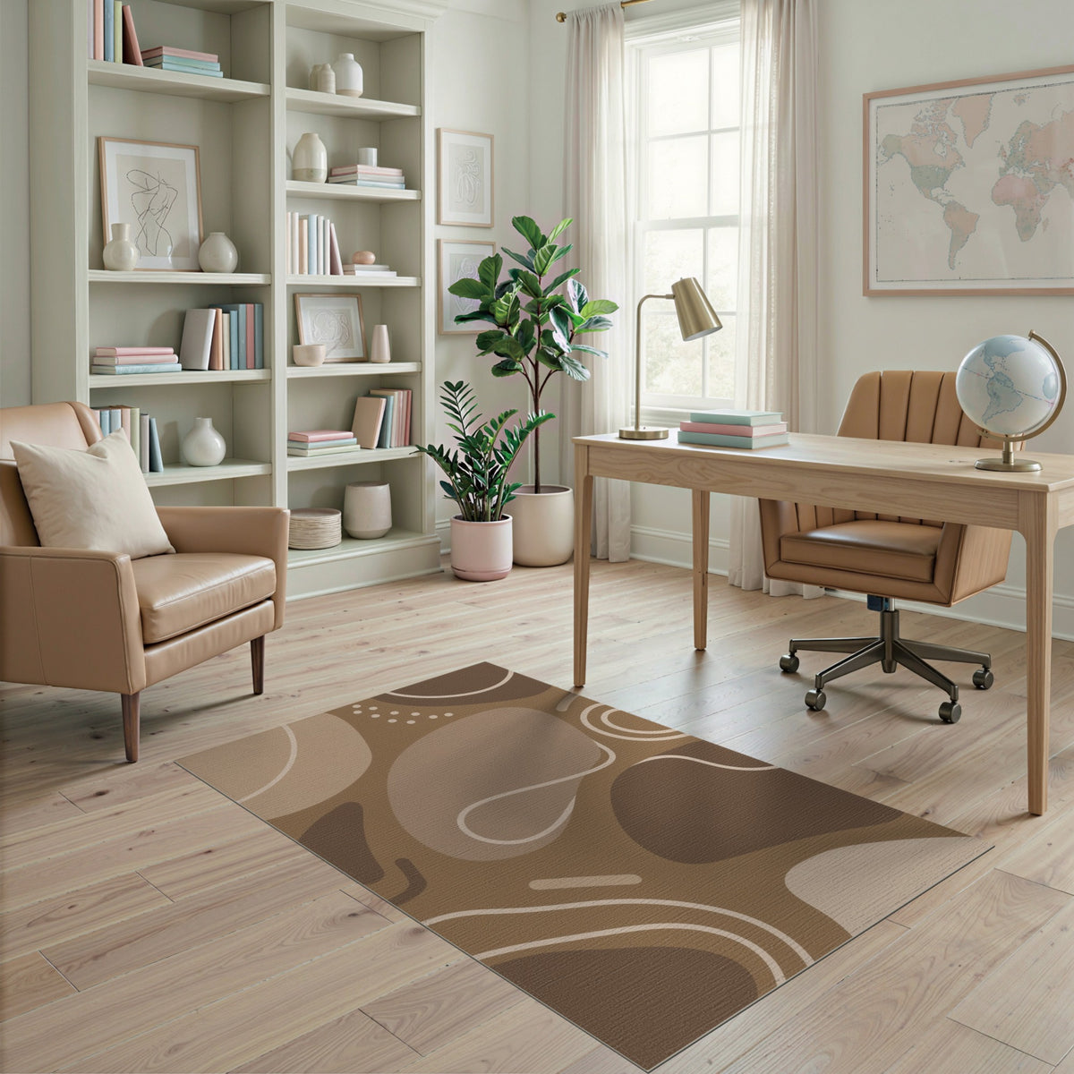 Organic Abstract Brown Area Rug
