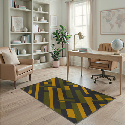 ODIKA Yellow Green Geometric Area Rug