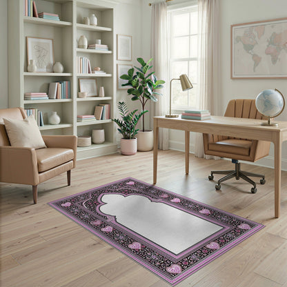 Pink Floral Heart Arch Area Rug