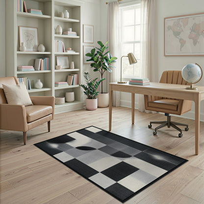 Washable Geometric Modern Black White Geometric Washable Area Rug