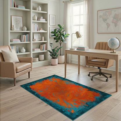 Vibrant Abstract Area Vibrant Orange Swirl Abstract Area Rug
