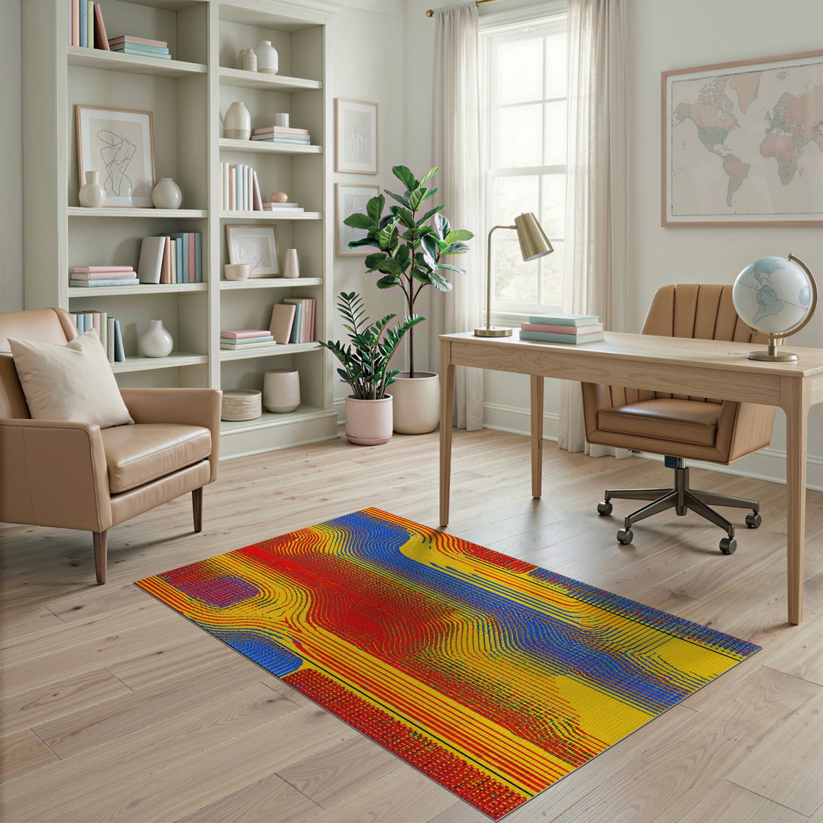 ODIKA Vibrant Multi-Color Wave Area Rug