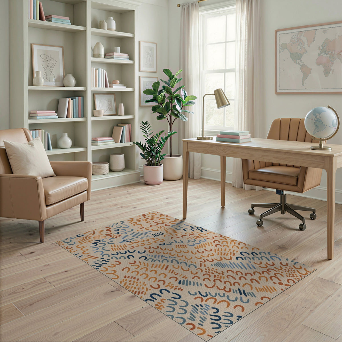 Multi-Color Abstract Curves Area Rug