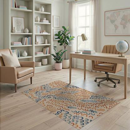 Multi-Color Abstract Curves Area Rug