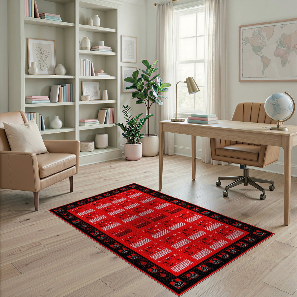 Red Retro Arcade Joystick Area Rug