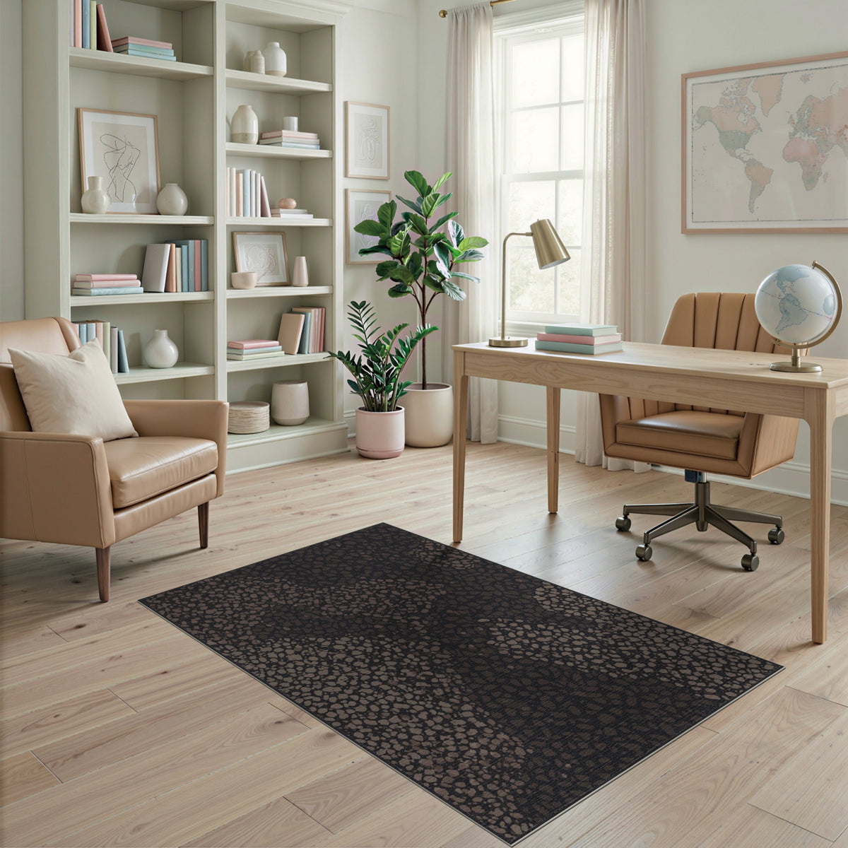 Brown Speckled Abstract Area Rug