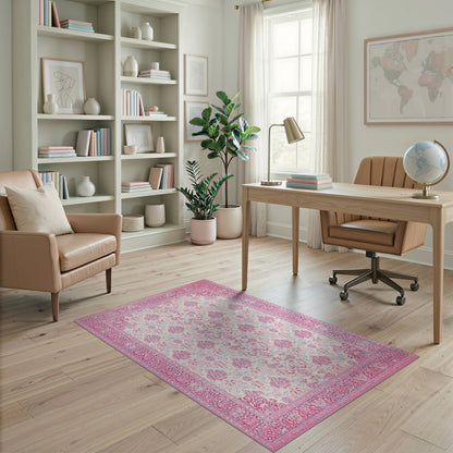 Pink Floral Persian Area Rug