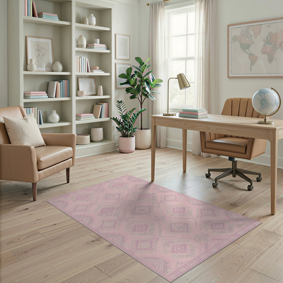Pink Heritage Tribal Diamond Area Rug