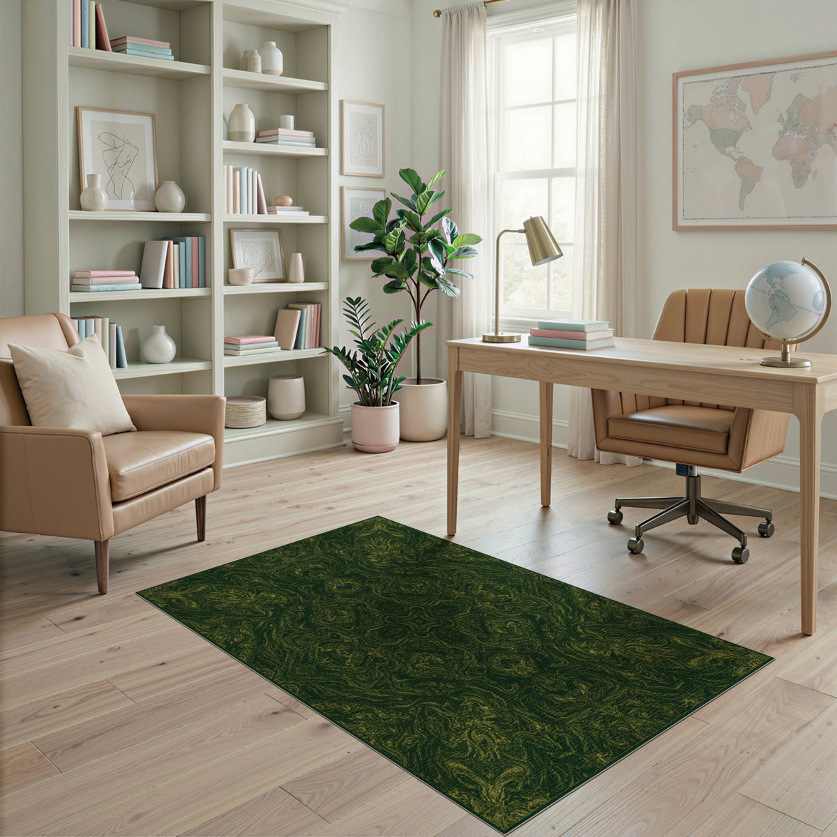 Green Gold Swirl Area Rug