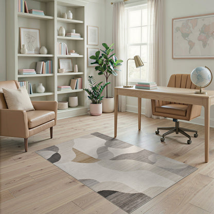 Abstract Area Beige and Neutral Abstract Neutral Wave Area Rug