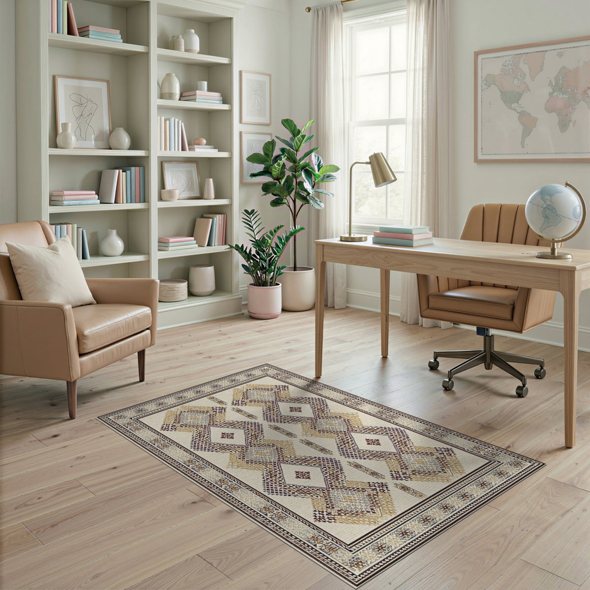 Brown Tan Traditional Persian Brown and Tan Area Rug