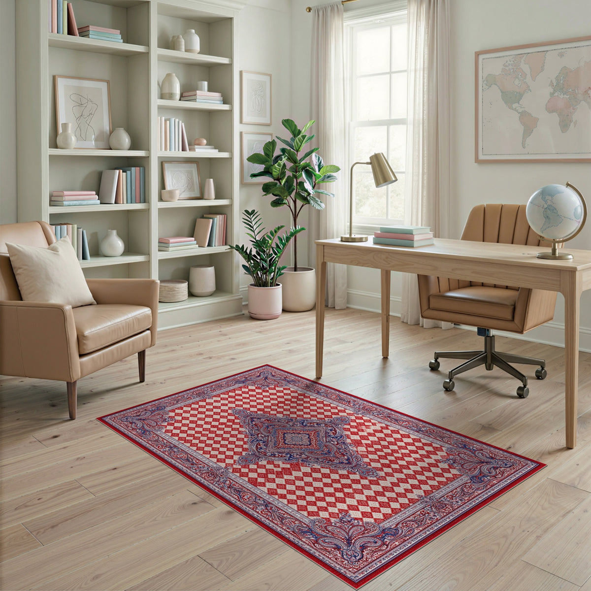Red Persian Medallion Diamond Area Rug