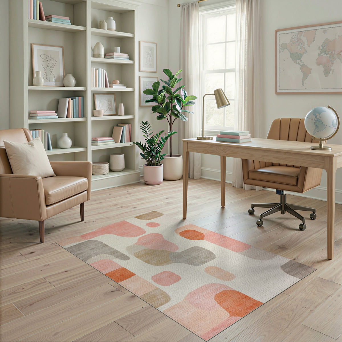 Pink Organic Abstract Area Rug