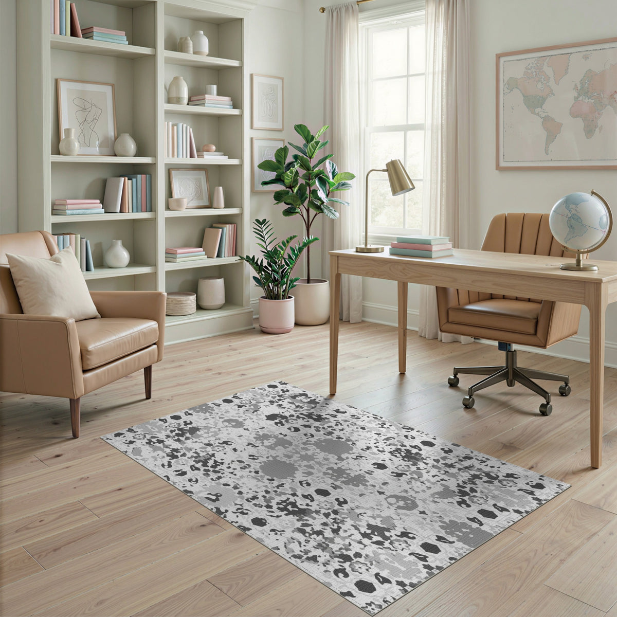 Black and White Black White Distressed Vintage Area Rug