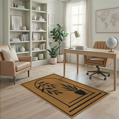 Boho Arch Botanical Brown Area Rug