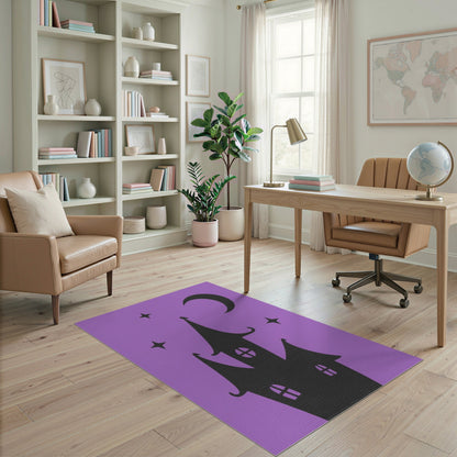 Purple Haunted Castle Kids Rug
